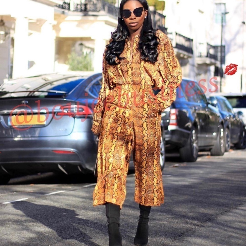 ZARA Pleated Snake Print Sarong Pants